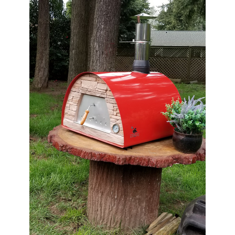 Authentic Pizza Ovens Stainless Steel Countertop Wood Burning Pizza Oven, Red, 38.5" H x 27.5" W x 27.5" D