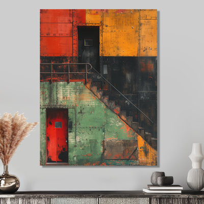 Impression d'art mural jaune et rouge commercial - Warehouse