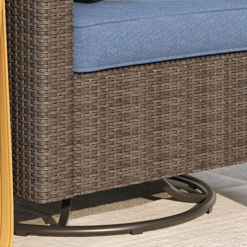 Chaise de patio pivotante avec coussins et table d'appoint, Bleu ardoise