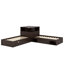 Lit plateforme simple en forme de L avec armoires de rangement, bureau, lit gigogne et éclairage à DEL-1338655201