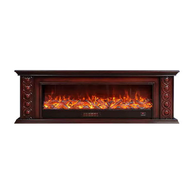 Walnut Solid Wood TV Cabinet Heating Fireplace