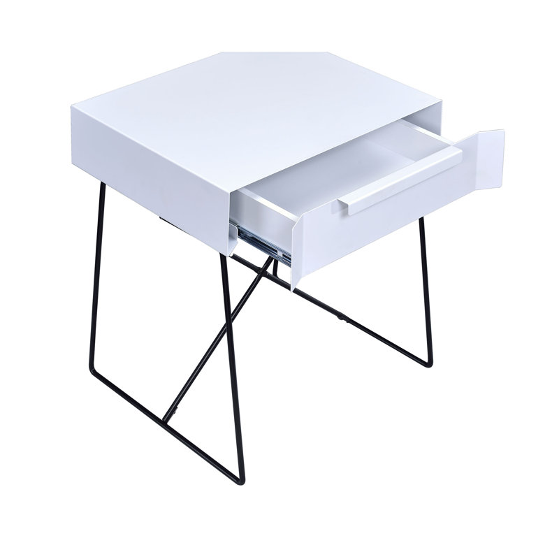 Table de bout avec rangement Emig, Blanc