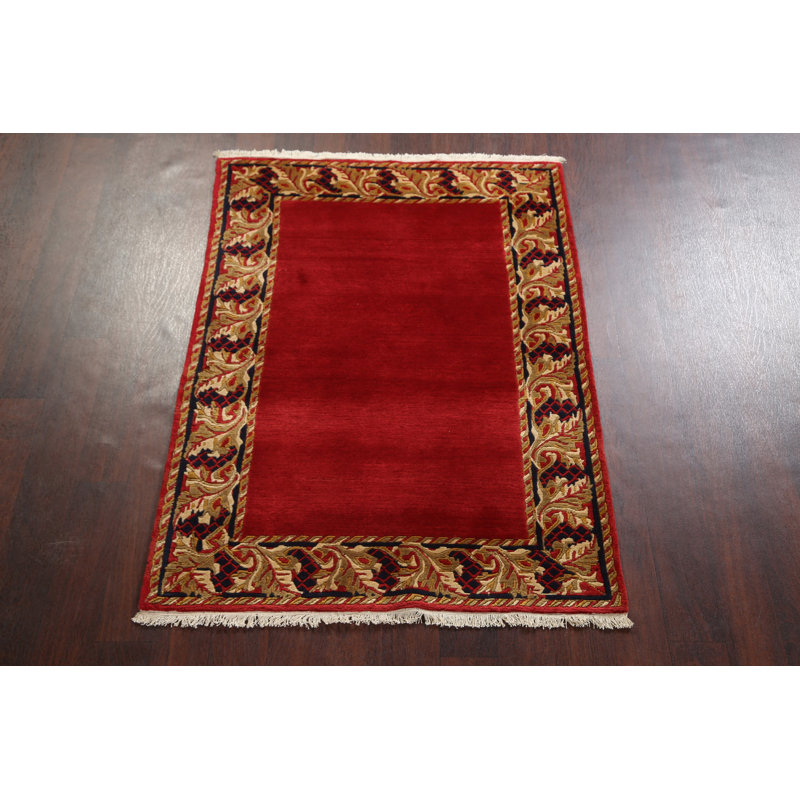 Tapis népalais rouge en laine rouge 4X5