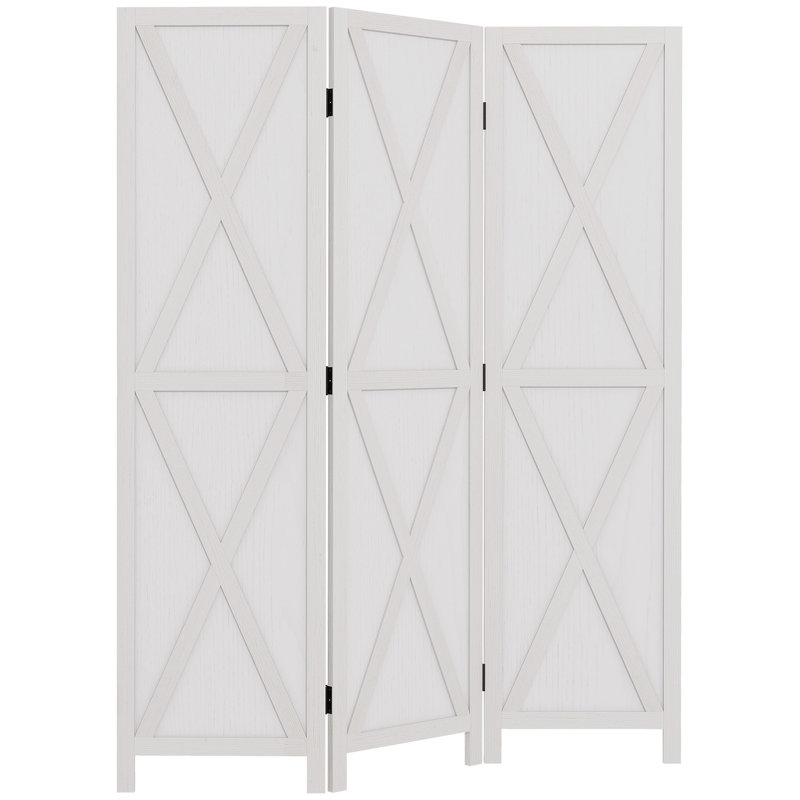 Paravent à 3 panneaux avec cadre en bois pliable blanc 5,6 pi