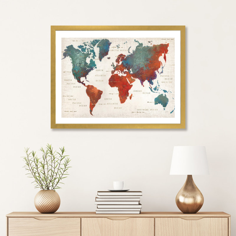 " Colourful World I ", Gold Framed Paper, 24" H x 32" W x 1" D