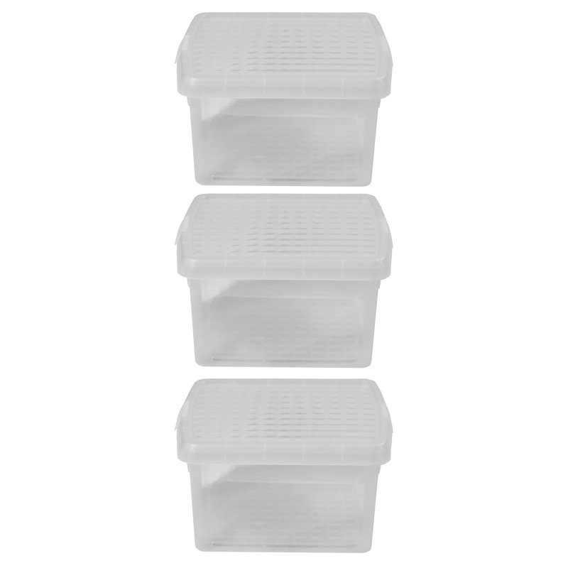 Wham Clip Square Plastic Storage Boxes with Secure Clip Lock Lids Clear/Clear/Clear