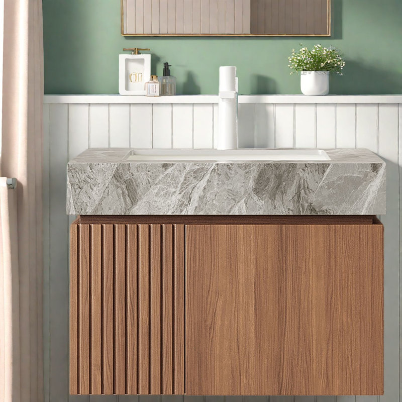 Meuble-lavabo flottant et lavabo, rangement de salle de bain moderne en contreplaqué 24 po