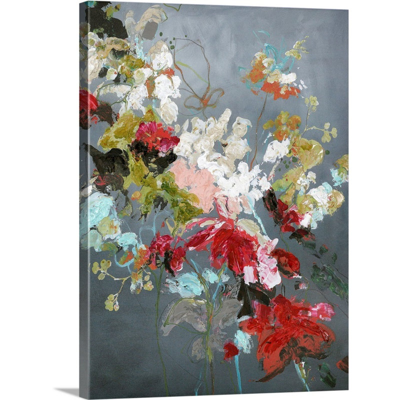 Abstrait floral 2 - reproduction d'art, Toile tendue, H 24 po x l 18 po x 1,25 po
