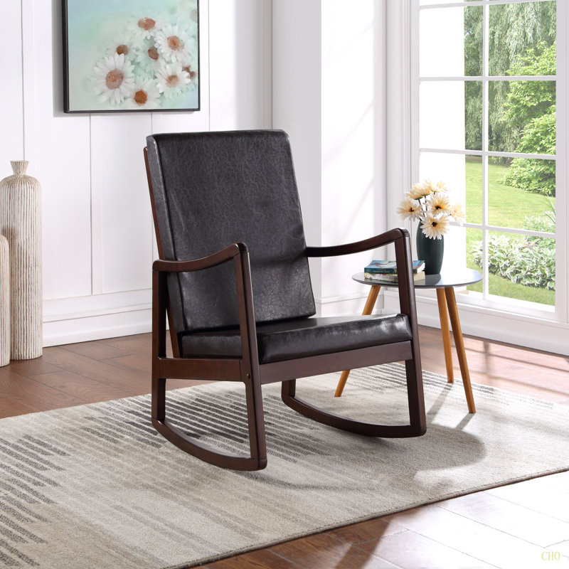 Chaise berçante en cuir synthétique Raina