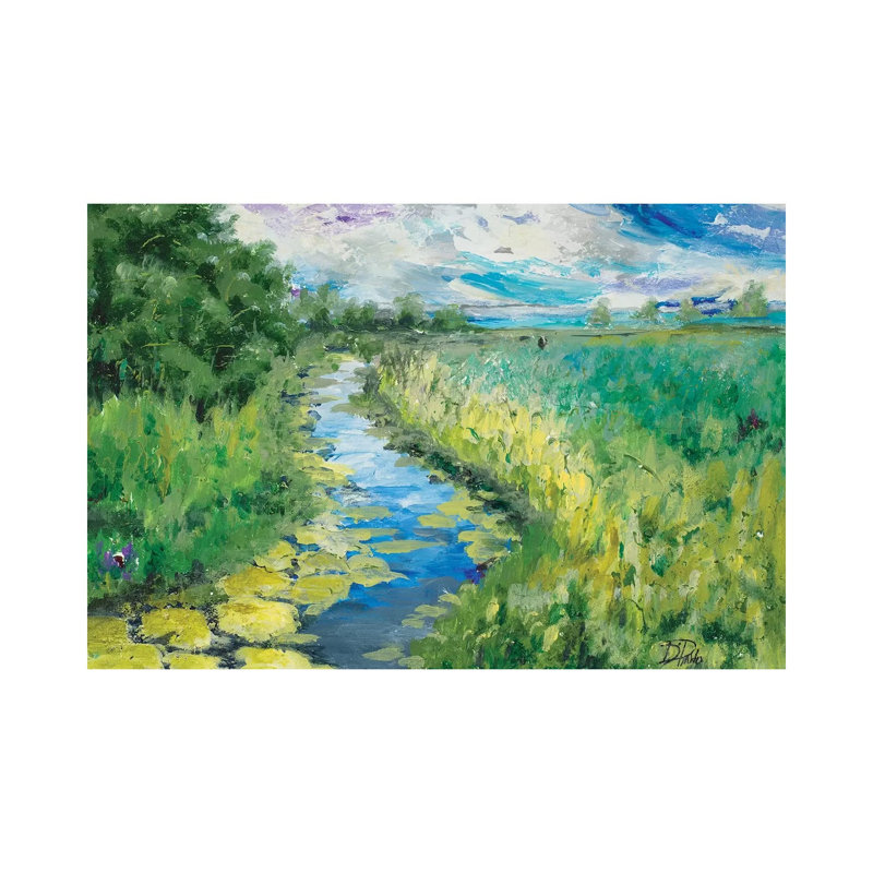 «Summer Fields» par Patricia Pinto - peinture sur toile tendue, H 18 po x l 26 po x P 1,5 po