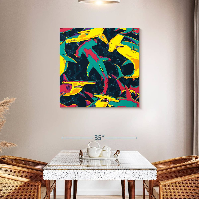 Brampt Colorful Hammerhead Sharks, 36'' H x 36'' W