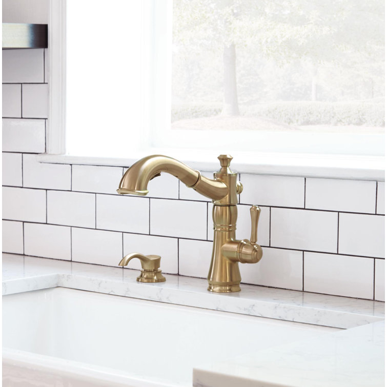 Cassidy™ Pull Out Single Handle Kitchen Faucet with Diamond Seal Technology and Side Spray