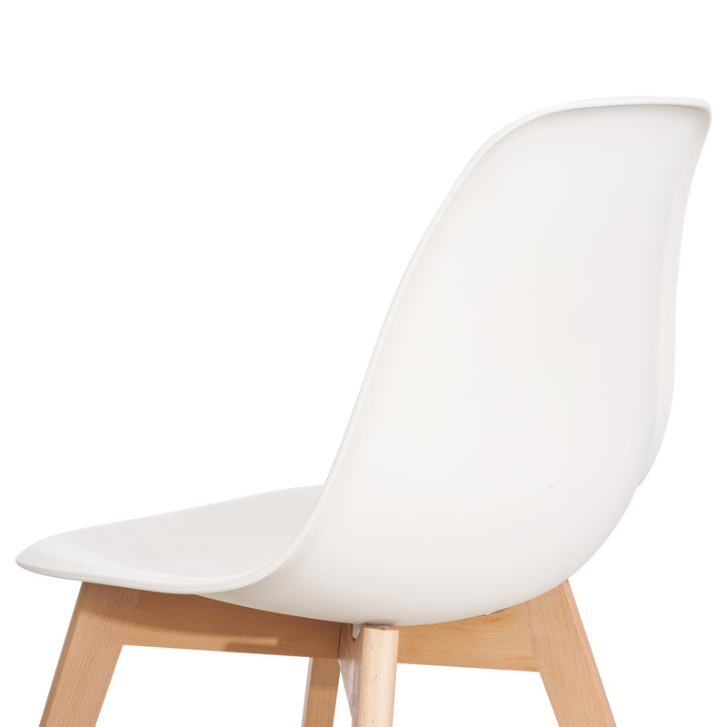 Dining Chairs Set Of 4, Modern Kitchen & Dining Room Chairs With Solid Wood Legs, Shell Lounge Plastic Side Chair, Mid Century Armless Accent Chairs For Kitchen, Living Room, Bedroom, Outdoor Lounge