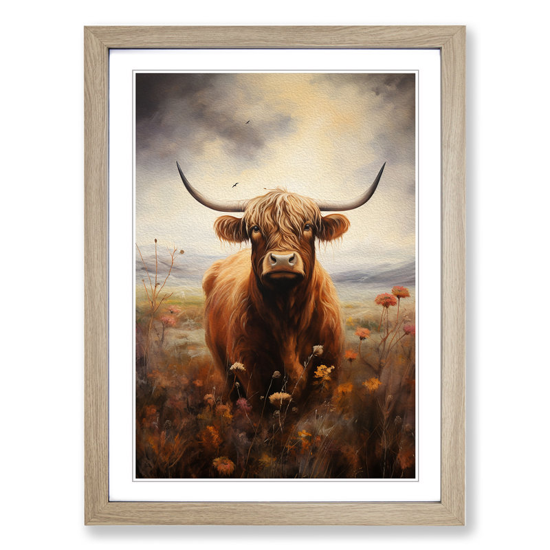 Highland Cow Romanticism Art - Framed Print, 34cm H x 25cm W x 2cm D
