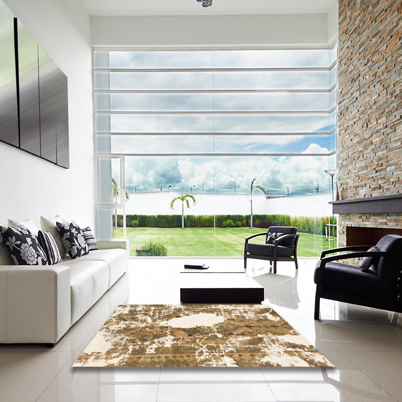 Tapis multicolore abstrait Statesville, Carré 6 pi