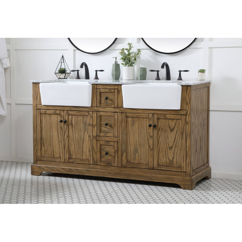 Ensemble de meuble-lavabo double 60 po Guri, Bois flottant