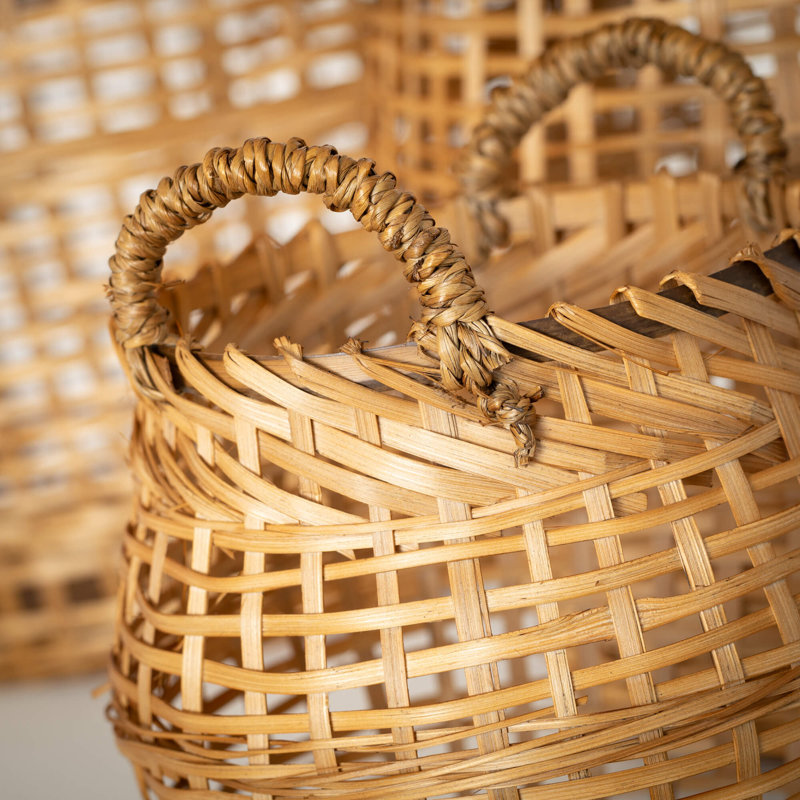 Sullivans Open Weave Bamboo Basket Set of 3, 15"H, 12.75"H & 9.25"H; Brown