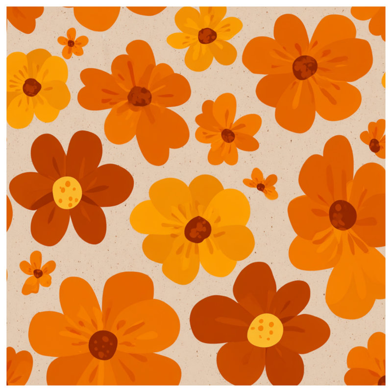 Jeté en molleton Fleurs - Jeté floral pour canapés ou lits, L 60 po x l 50 po, Floral jaune / orange