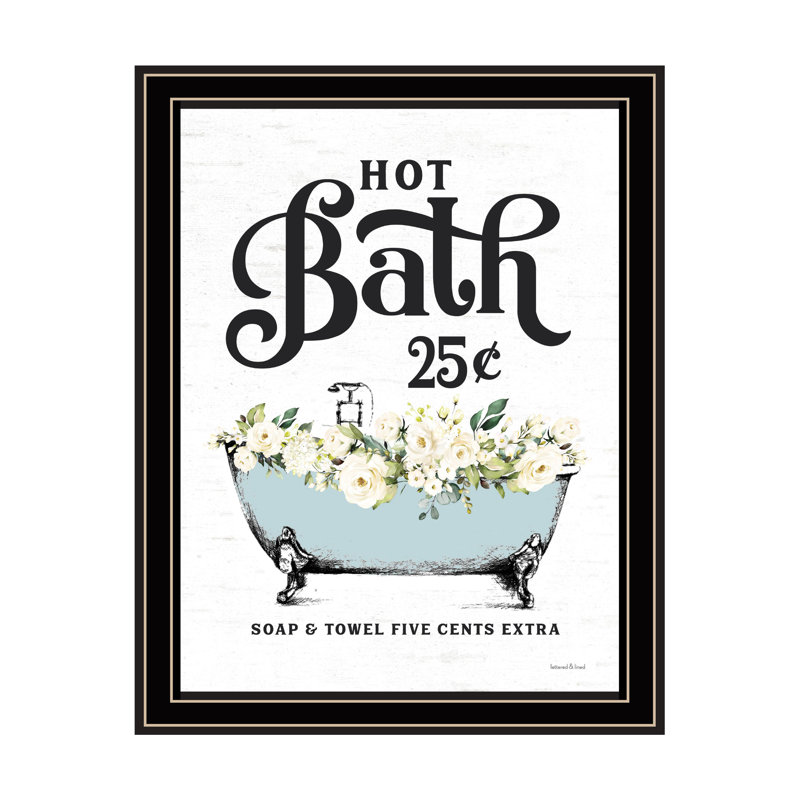«Hot Bath», art mural encadré pour le salon, décoration intérieure par lettré et doublé, L 14 po x H 18 po, Cadre noir / or