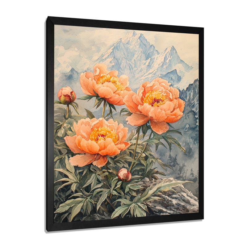 Goten - Floral Canvas Wall Art, Noir, noir, noir, noir, H 20 po x l 12 po, Reproduction encadrée d'une seule photo