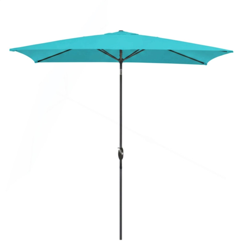Parasol de patio rectangulaire 6,5 x 10 pi avec manivelle, inclinaison, auvent en polyester résistant aux rayons UV pour la piscine, la cour et le patio (sans base)