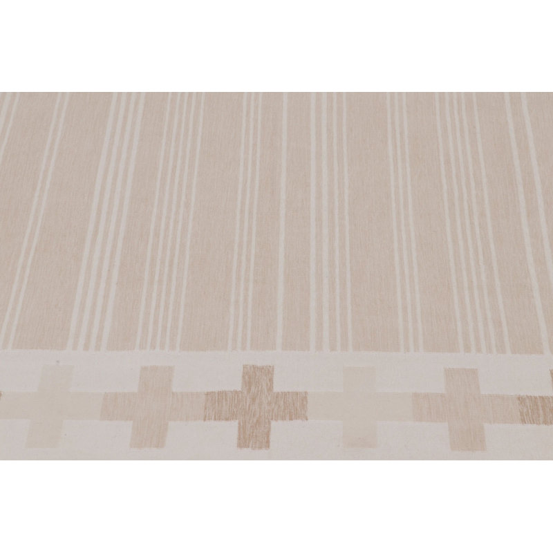 Rug & Kilim’S Contemporary Dhurrie Rug In Cream And Beige Pinstripes