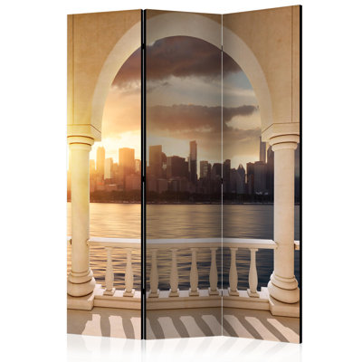 Govinda 135cm W x 172cm H 3 - Panel Solid Wood Folding Room Divider