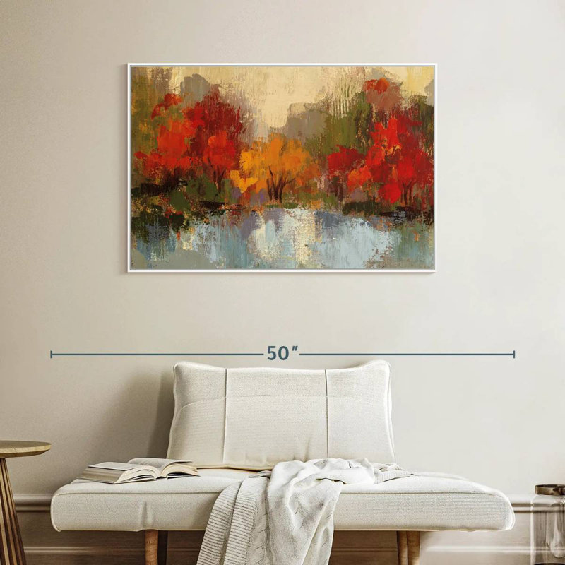 Automne Riverside I, Cadre flottant blanc, 40 po x 27 po