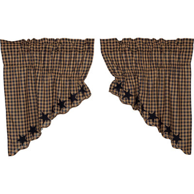 Navy Star Cotton Checkered Window Valance