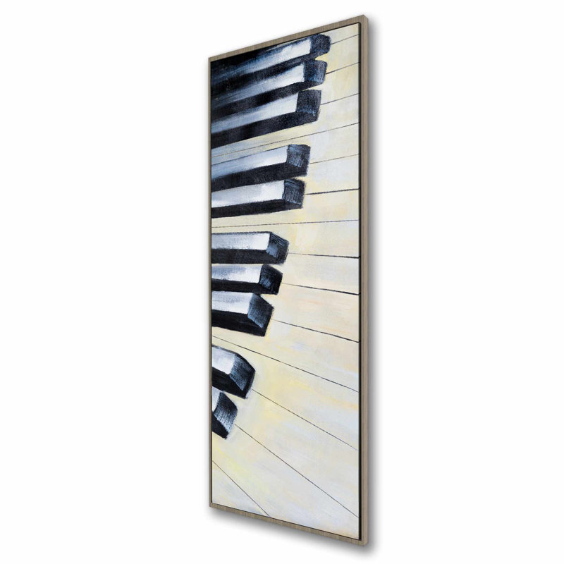 Piano, gros plan, toile encadrée moderne - Décoration intérieure élégante, H 49,25 po x l 17,25 po