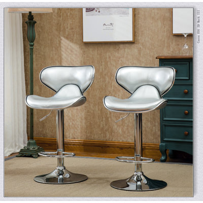 Masaccio Upholstery Airlift Adjustable Swivel Barstool with Chrome Base, Set of 2