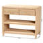 Console tressée en rotin naturel avec tiroirs et tablettes - Armoire de rangement de style bord de mer pour vestibule