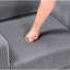 Chaise en velours côtelé gris moderne avec dossier rembourré et structure en bois massif, coussin confortable en contreplaqué exposé pour la chambre à coucher-121111145