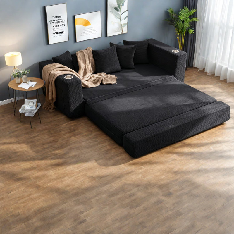 Canapé moderne en mousse noire peu encombrant avec rangement pour la maison