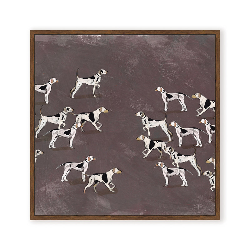 Nature Inspired Modern Ensemble: Sleek Hound Soirée, 36" H x 36" W, Framed Matted Print, Gold