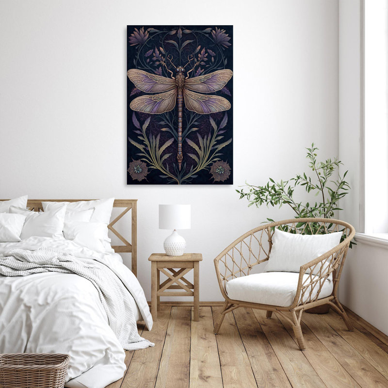 Lavande et libellule, impression sur toile tendue, H 36 po x L 24 po x l 1,25 po