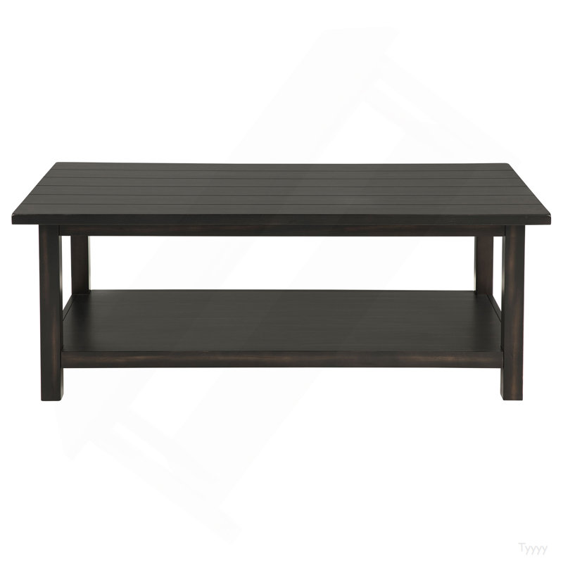 Castleton Distressed Java Wood Coffee Table With Shelf