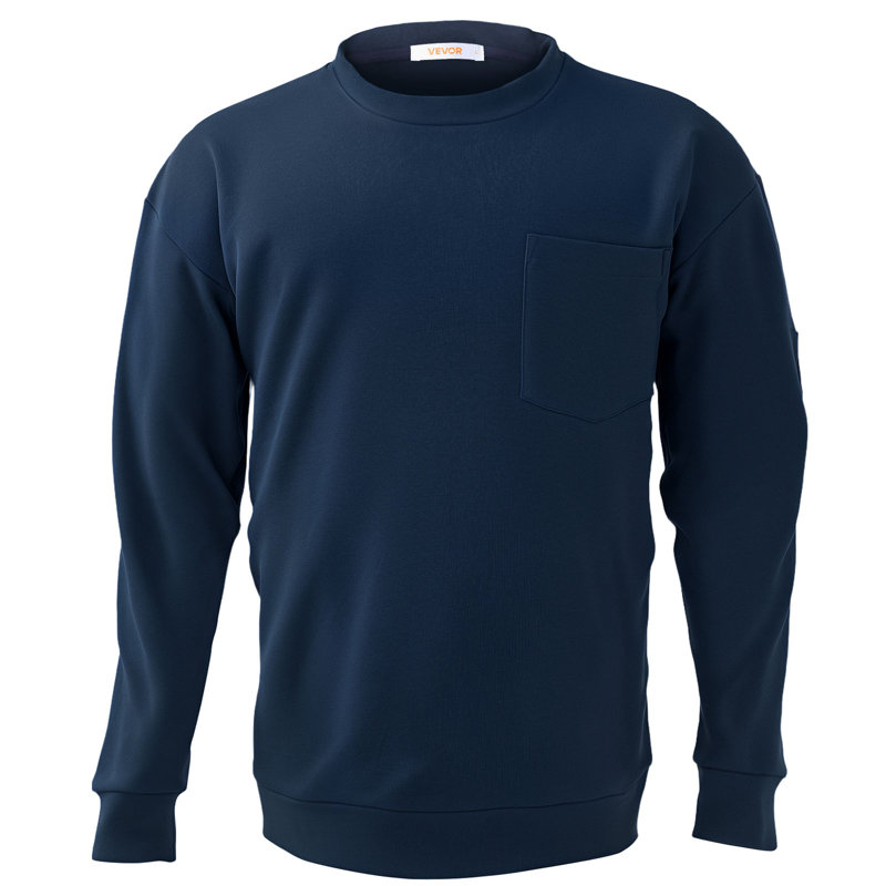 FR Shirts, Flame Resistant Long Sleeve Clothing Lightweight 7 oz Breathable Cotton, Men's Fire Retardant Work Shirt with Pre-shrink Treatment & Pocket, for Welders,Electricians,Navy Blue L
