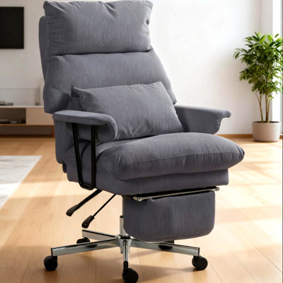 Chaise de bureau grise rembourrée avec support lombaire