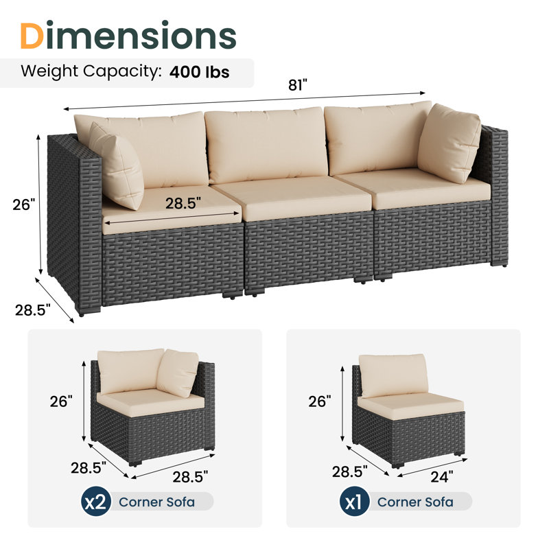 Ensemble de 2 fauteuils d'angle Gio, Beige, Black