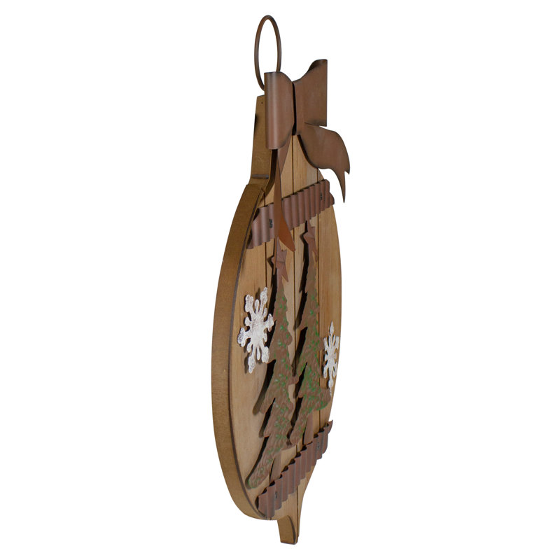 Rustic Christmas Trees And Snowflakes Wall Sign - 17.5"