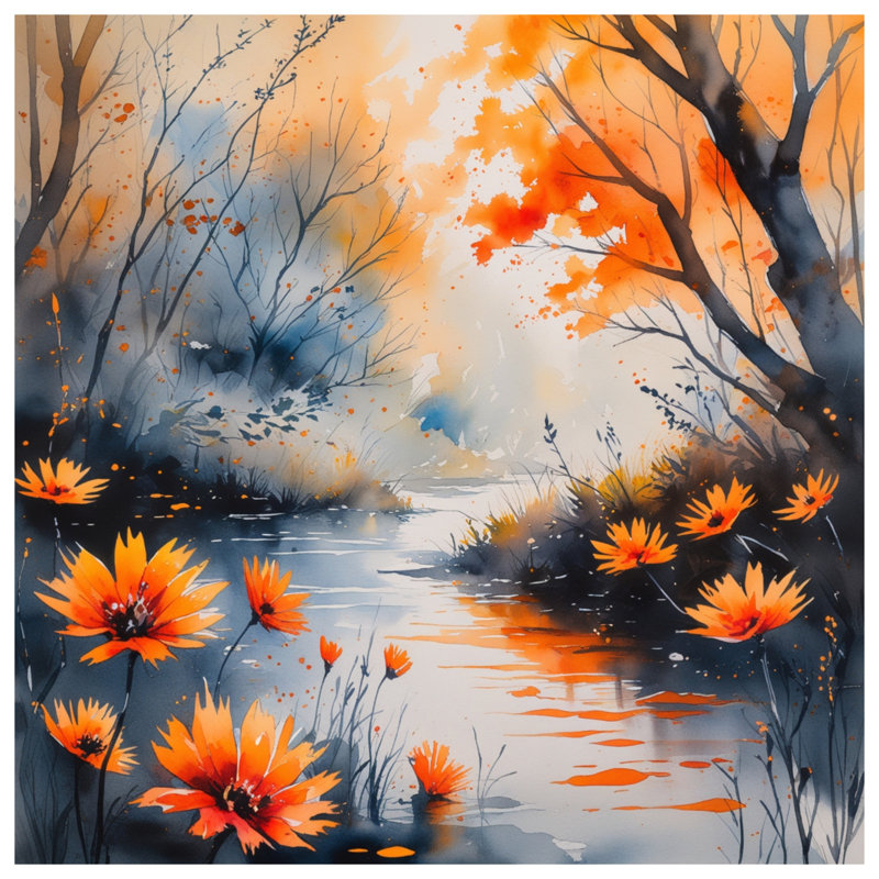 Housses de couette Autumn River Scene, Lit simple
