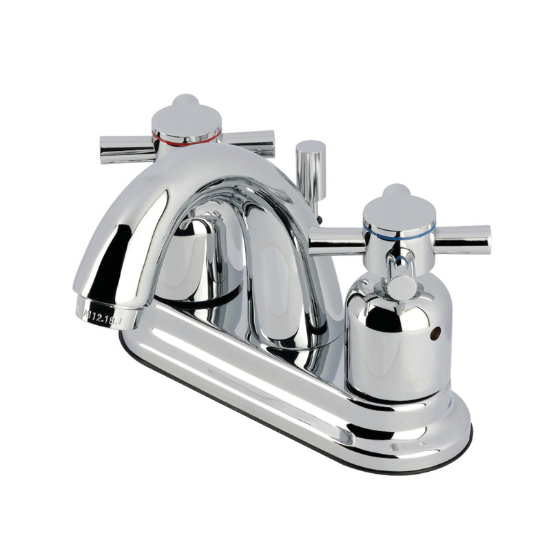 Robinet de salle de bain central à 4 poignées à 3 trous à fixation sur le comptoir avec robinet escamotable en plastique Kingston Brass