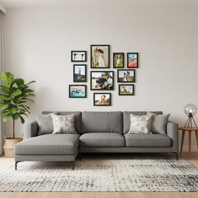Ensemble de 10 cadres photo noirs, collage multi-tailles pour mur ou plateau de table, comprend 8 x 10, 5 x 7, 4 x 6