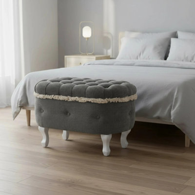 Banc de rangement rembourré 29,5 po, banc de bout avec capitonnage