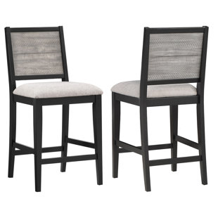 Armela Upholstered Counter Stool with Solid Wood Frame (Set of 2)