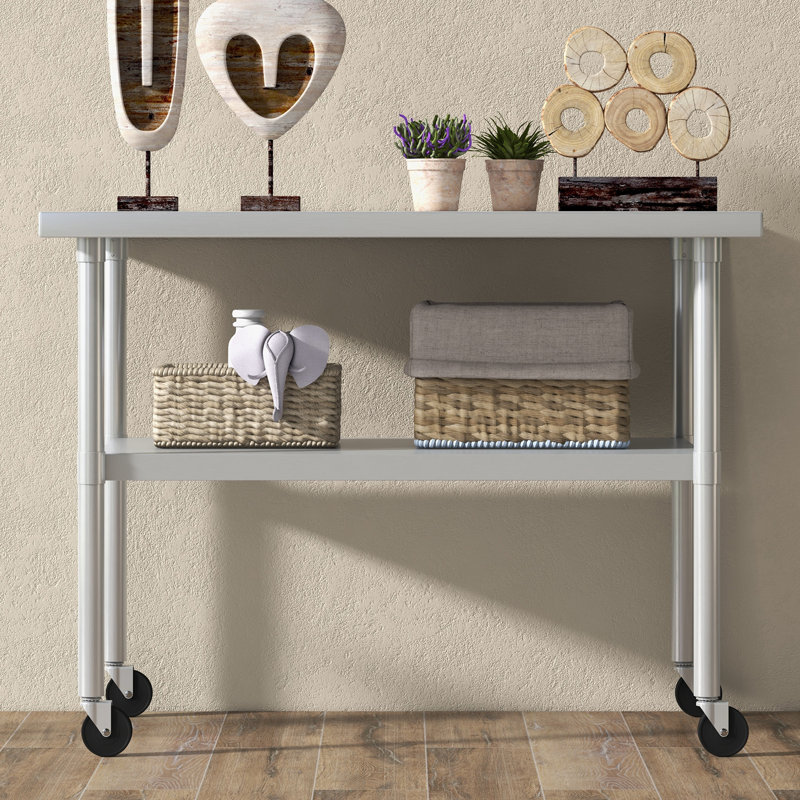 Stainless Steel Commercial Work Table, Prep Table with Undershelf for Kitchen Restaurant Hotel, 34" H x 30" L x 24" W