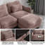Canapé Aveline 4 places en chenille avec 2 poufs et accoudoirs sculptés-990680391