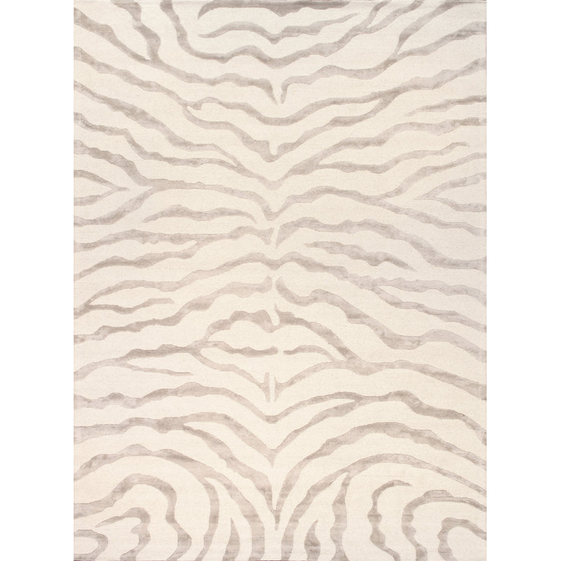 Tapis beige / brun touffeté à la main à imprimé animal, Rectangle 12 pi x 15 pi