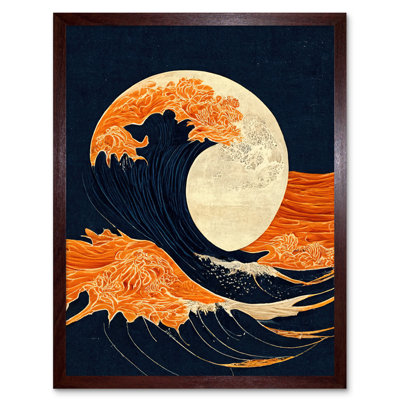 Great Wave Full Moon Modern Japanese - Print